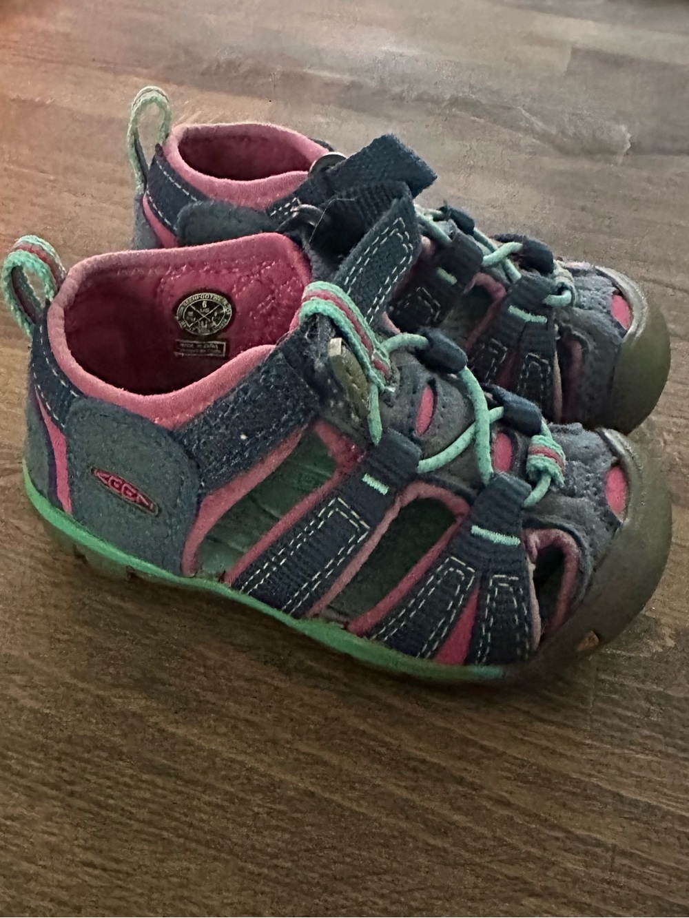 KEEN Girls Navy, Pink & Teal Closed-Toe Sport Sandals